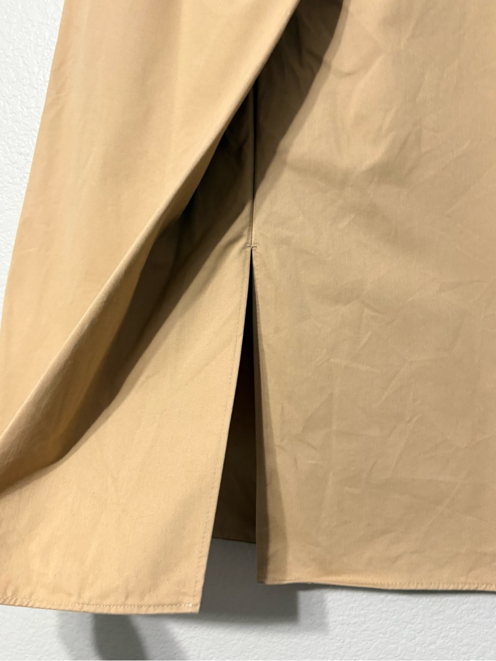 COS Asymmetric Cross Over Tan Cotton Midi Skirt Pockets 4 - Picture 3 of 12